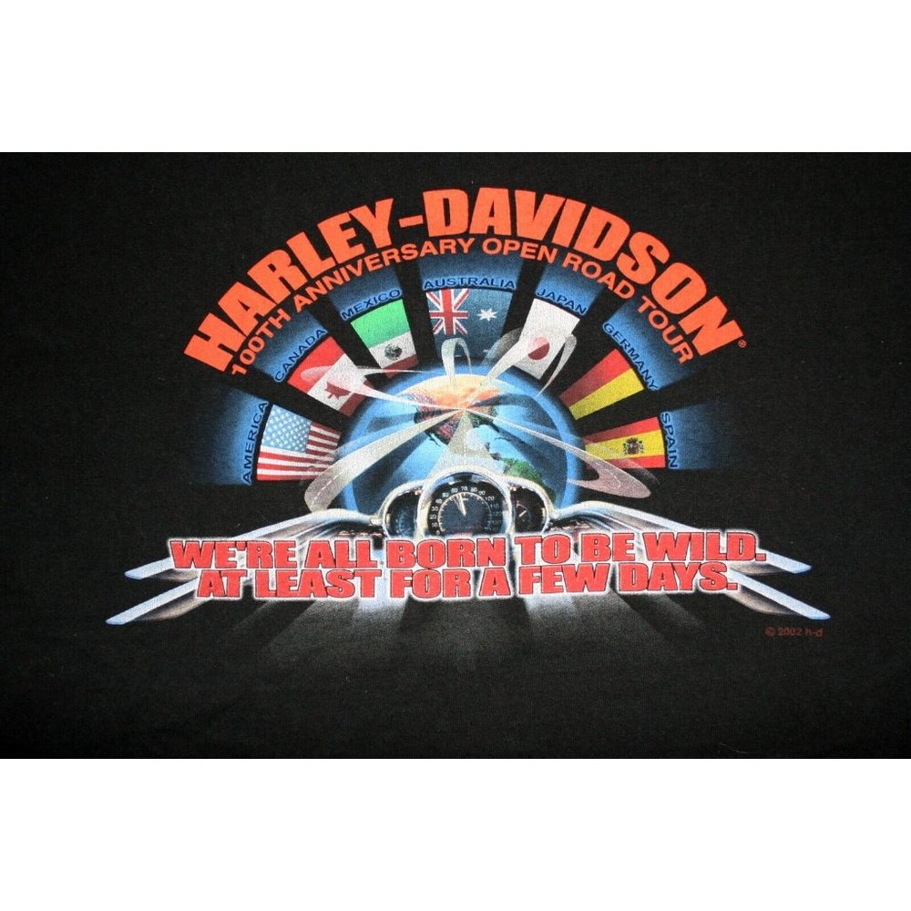 Harley-Davidson Men's Tee 100th Anniversary Open Road Tour Born to Be Wild SZ XL - Picture 6 of 9